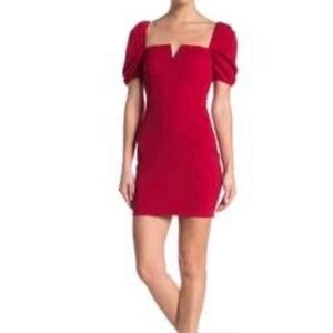NWT Bailey Blue puff sleeve Crepe Red Dress size L